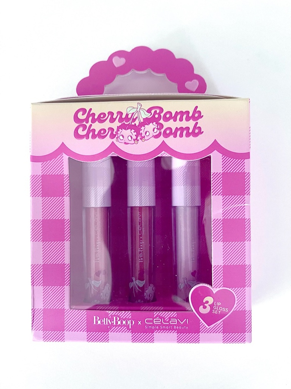 Betty Boop Cherry Bomb 3-Piece Pink Lip Gloss See